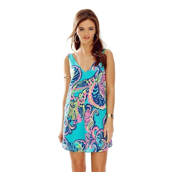 Lilly Pulitzer Dresses & Skirts - LILLY PULITZER Bailey Sea Blue Private Island Print Silk Dress